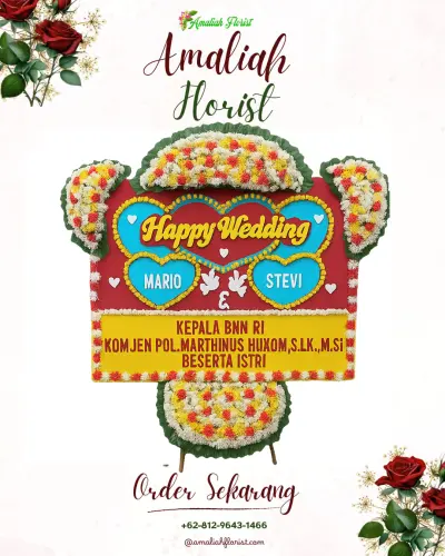 Karangan Papan Bunga Pernikahan di Krandegan